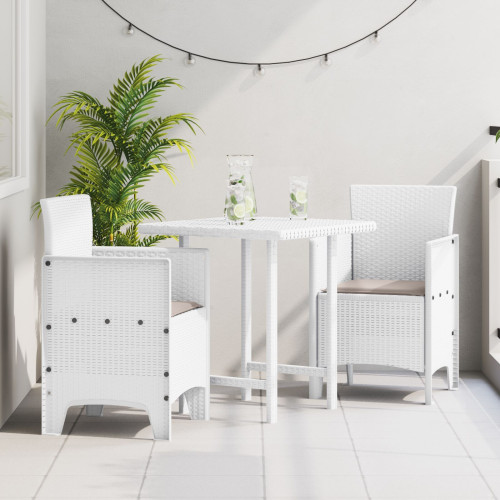 vidaXL Trädgård Stol med kudde 2 pcs Vit 53 x 49 x 85 cm Polypropylen