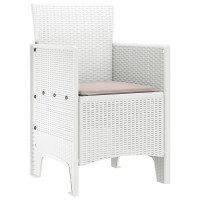 Produktbild för Trädgård Stol med kudde 2 pcs Vit 53 x 49 x 85 cm Polypropylen