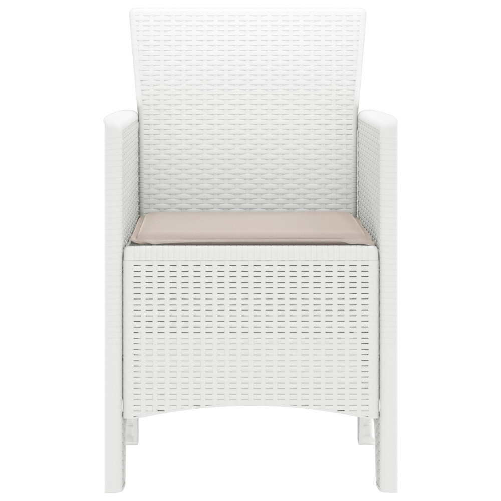 Produktbild för Trädgård Stol med kudde 2 pcs Vit 53 x 49 x 85 cm Polypropylen