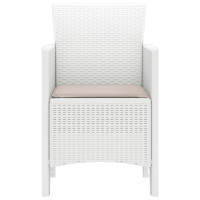 Produktbild för Trädgård Stol med kudde 2 pcs Vit 53 x 49 x 85 cm Polypropylen