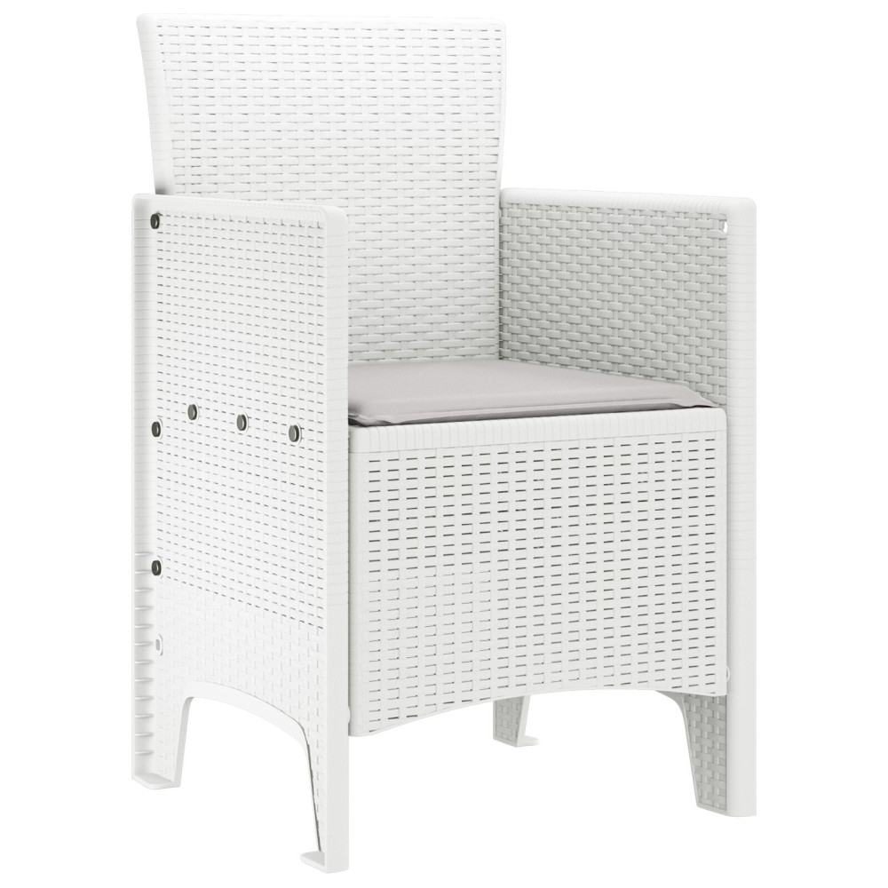 Produktbild för Trädgård Stol med kudde 2 pcs Vit 53 x 49 x 85 cm Polypropylen