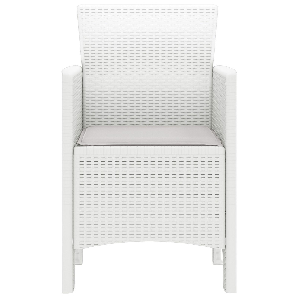 Produktbild för Trädgård Stol med kudde 2 pcs Vit 53 x 49 x 85 cm Polypropylen