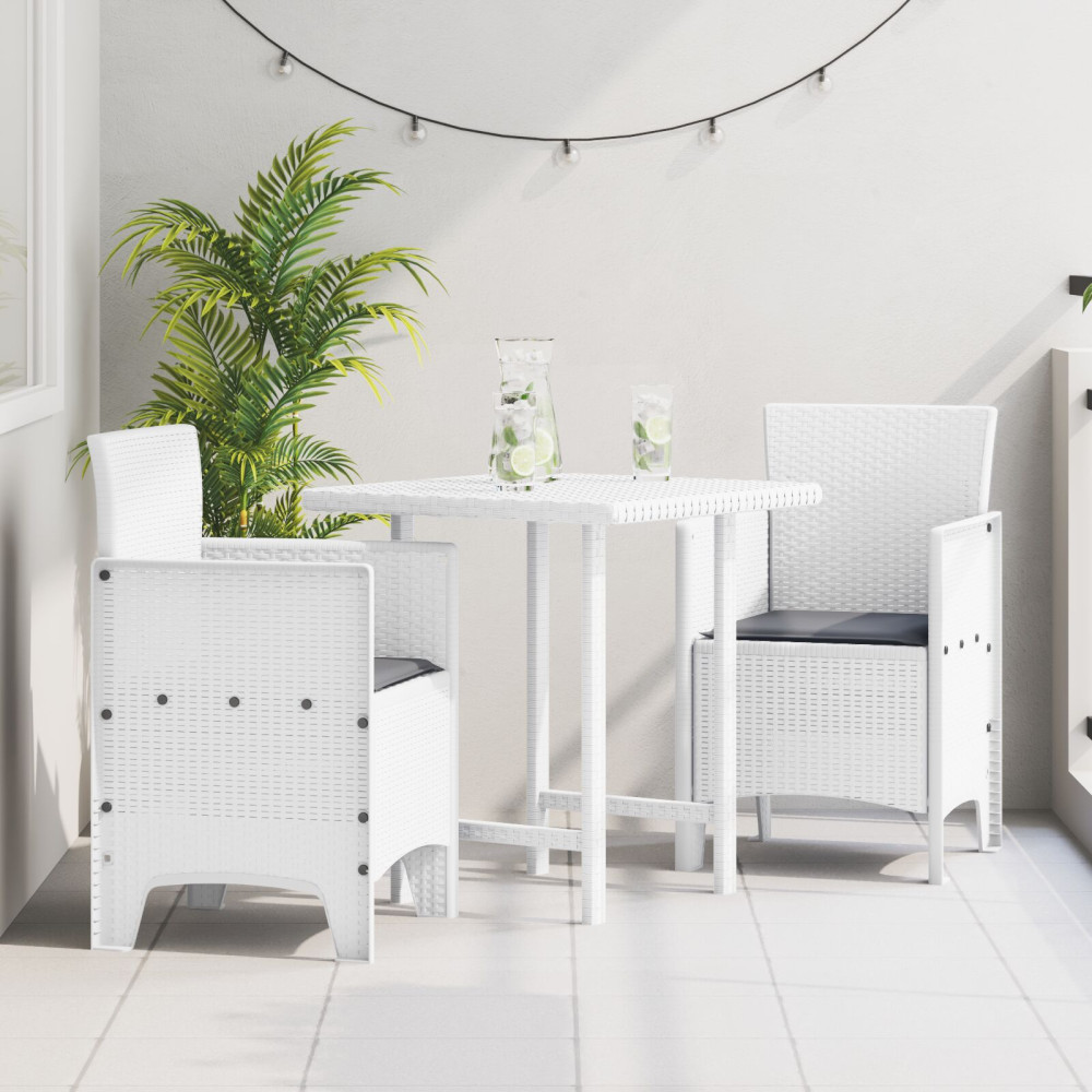 Produktbild för Trädgård Stol med kudde 2 pcs Vit 53 x 49 x 85 cm Polypropylen