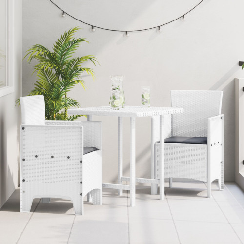 vidaXL Trädgård Stol med kudde 2 pcs Vit 53 x 49 x 85 cm Polypropylen
