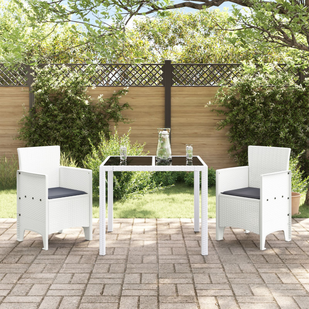 Produktbild för Trädgård Stol med kudde 2 pcs Vit 53 x 49 x 85 cm Polypropylen