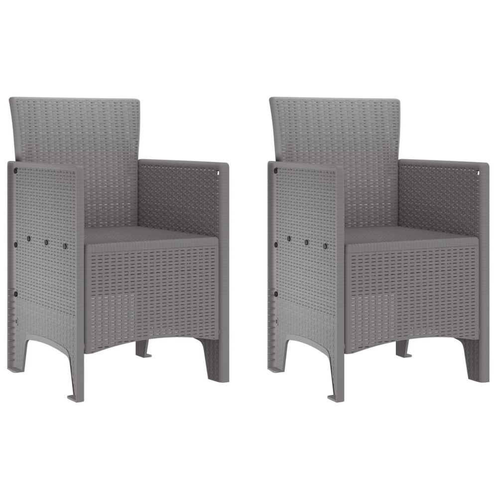 Produktbild för Trädgård Stol 2 pcs Ljusgrå 53 x 49 x 85 cm Polypropylen