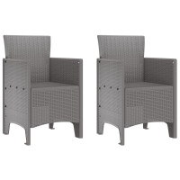 Produktbild för Trädgård Stol 2 pcs Ljusgrå 53 x 49 x 85 cm Polypropylen