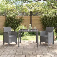 Produktbild för Trädgård Stol 2 pcs Ljusgrå 53 x 49 x 85 cm Polypropylen
