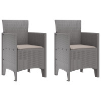 Produktbild för Trädgård Stol 2 pcs Ljusgrå 53 x 49 x 85 cm Polypropylen