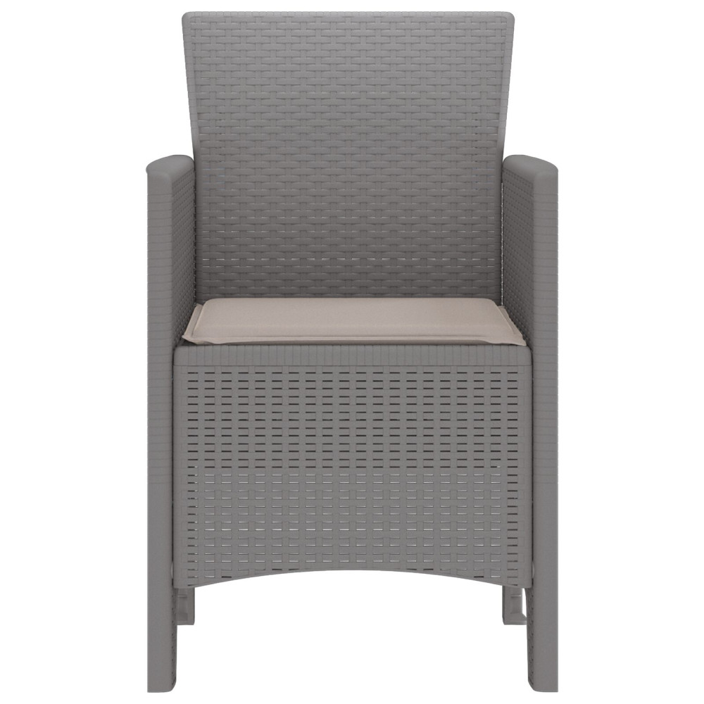 Produktbild för Trädgård Stol 2 pcs Ljusgrå 53 x 49 x 85 cm Polypropylen