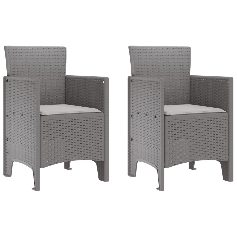 Produktbild för Trädgård Stol 2 pcs Ljusgrå 53 x 49 x 85 cm Polypropylen