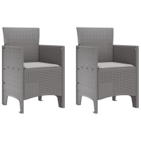 Produktbild för Trädgård Stol 2 pcs Ljusgrå 53 x 49 x 85 cm Polypropylen