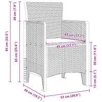 Produktbild för Trädgård Stol 2 pcs Ljusgrå 53 x 49 x 85 cm Polypropylen