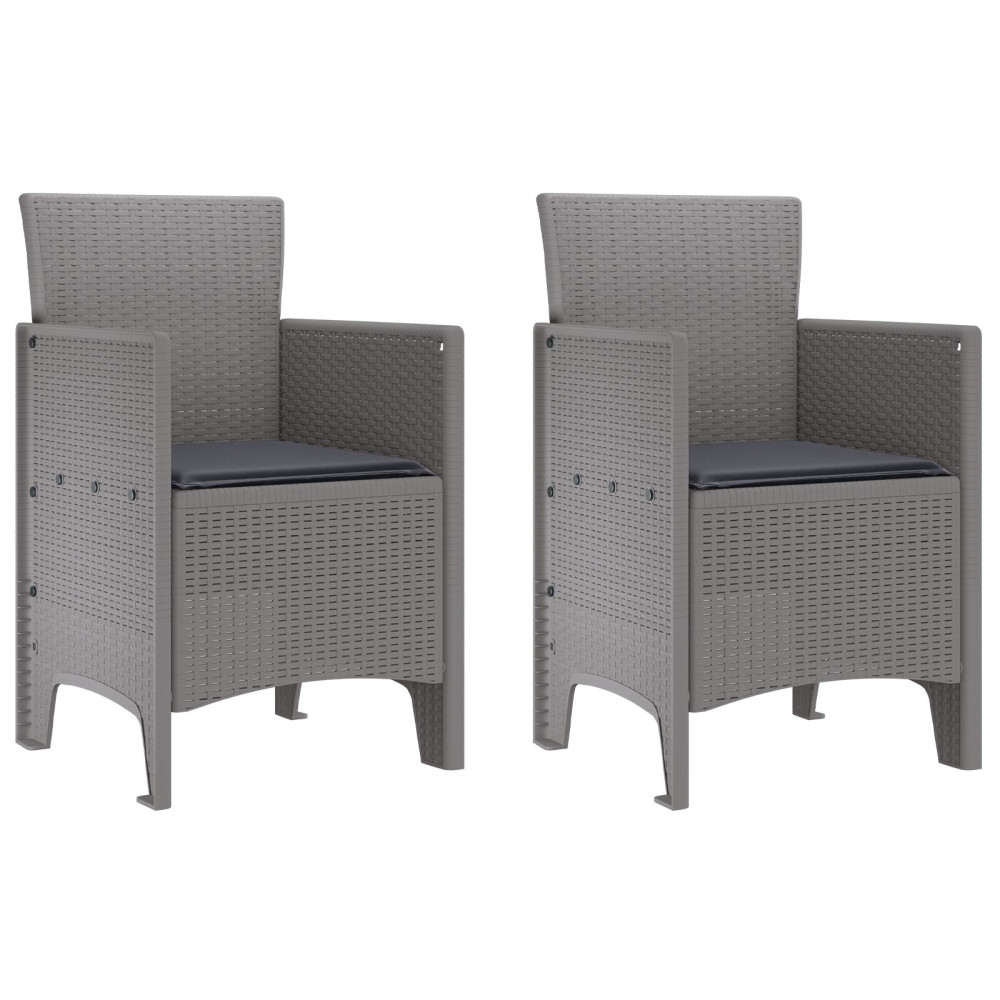 Produktbild för Trädgård Stol 2 pcs Ljusgrå 53 x 49 x 85 cm Polypropylen