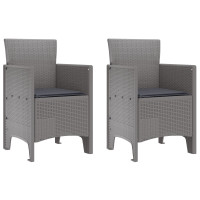 Produktbild för Trädgård Stol 2 pcs Ljusgrå 53 x 49 x 85 cm Polypropylen