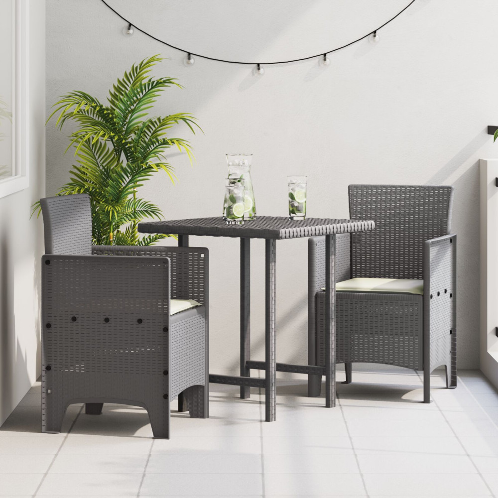 Produktbild för Trädgård Stol 2 pcs Ljusgrå 53 x 49 x 85 cm Polypropylen
