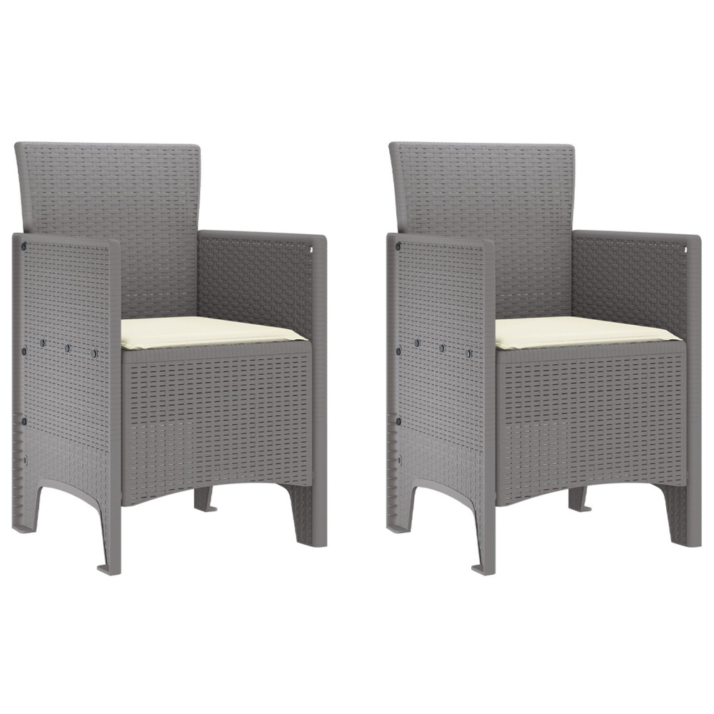 Produktbild för Trädgård Stol 2 pcs Ljusgrå 53 x 49 x 85 cm Polypropylen