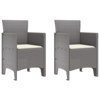 Produktbild för Trädgård Stol 2 pcs Ljusgrå 53 x 49 x 85 cm Polypropylen