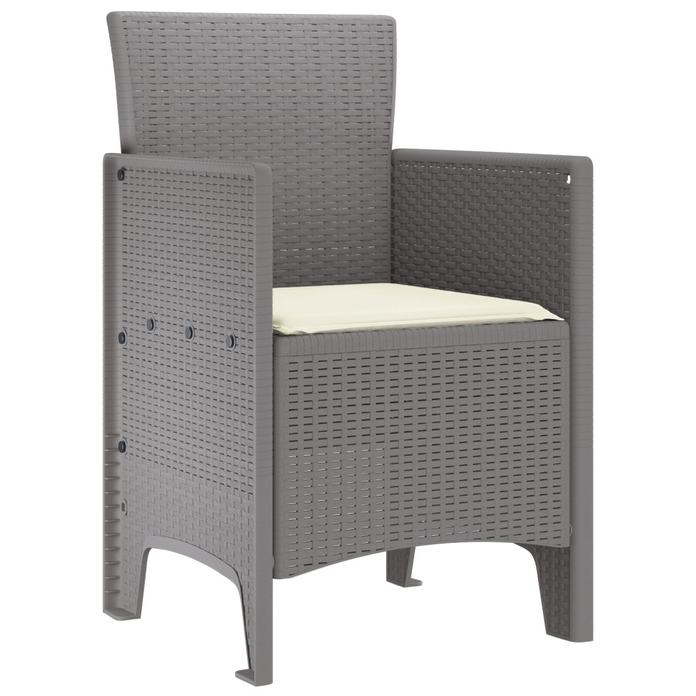 Produktbild för Trädgård Stol 2 pcs Ljusgrå 53 x 49 x 85 cm Polypropylen