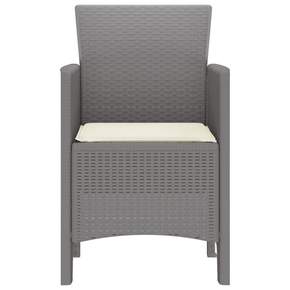 Produktbild för Trädgård Stol 2 pcs Ljusgrå 53 x 49 x 85 cm Polypropylen