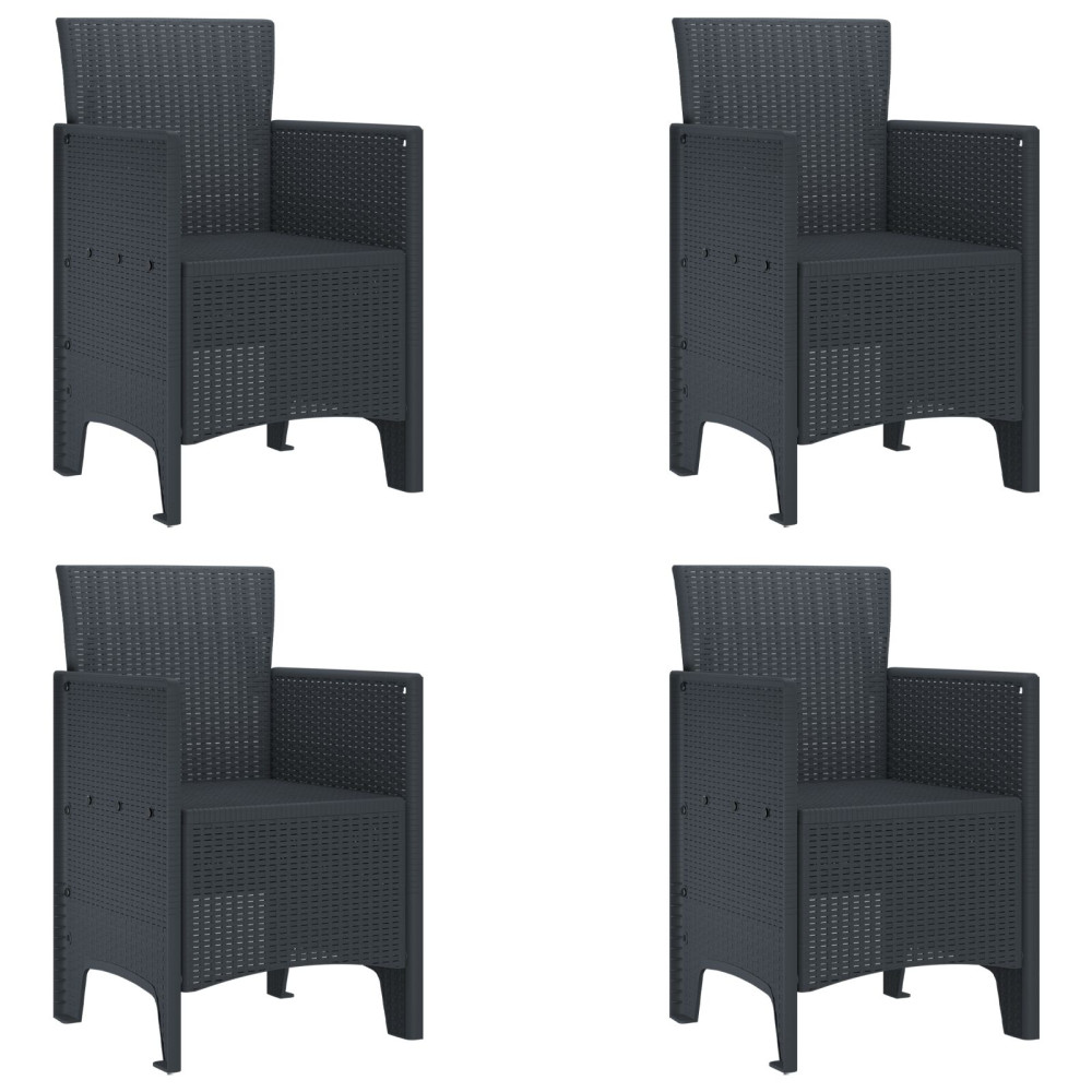 Produktbild för Trädgård Stol 4 pcs Antracit 53 x 49 x 85 cm Polypropylen
