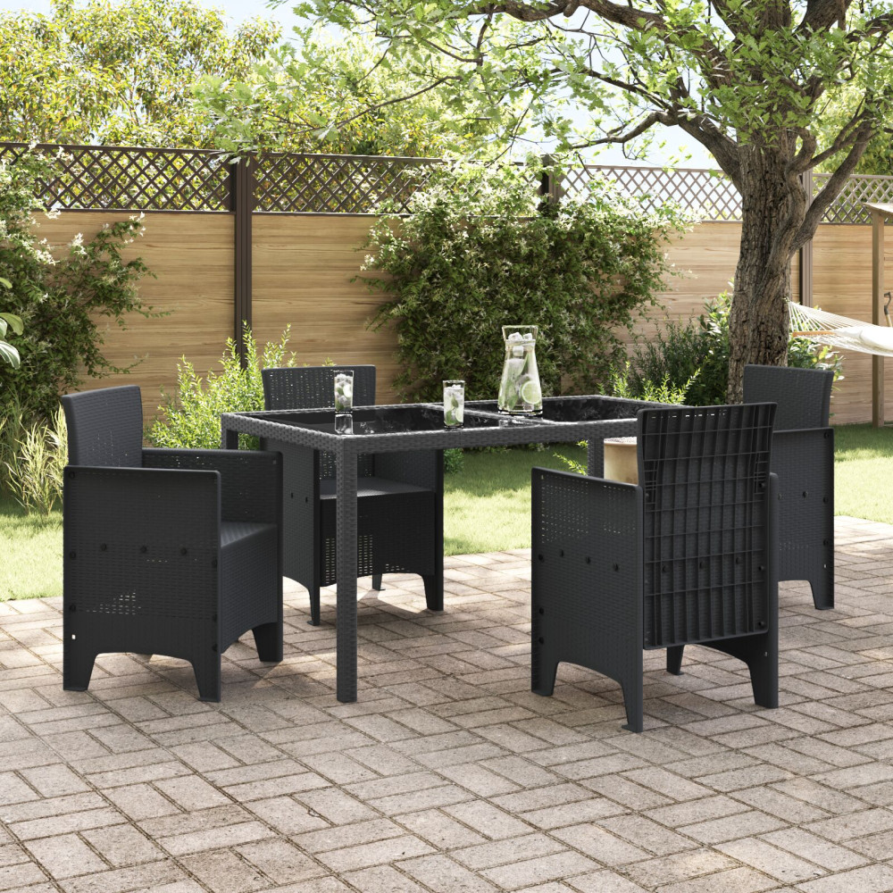 Produktbild för Trädgård Stol 4 pcs Antracit 53 x 49 x 85 cm Polypropylen