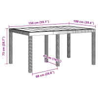 Produktbild för Trädgårdsbord Brun 150 x 100 x 73 cm konstrotting