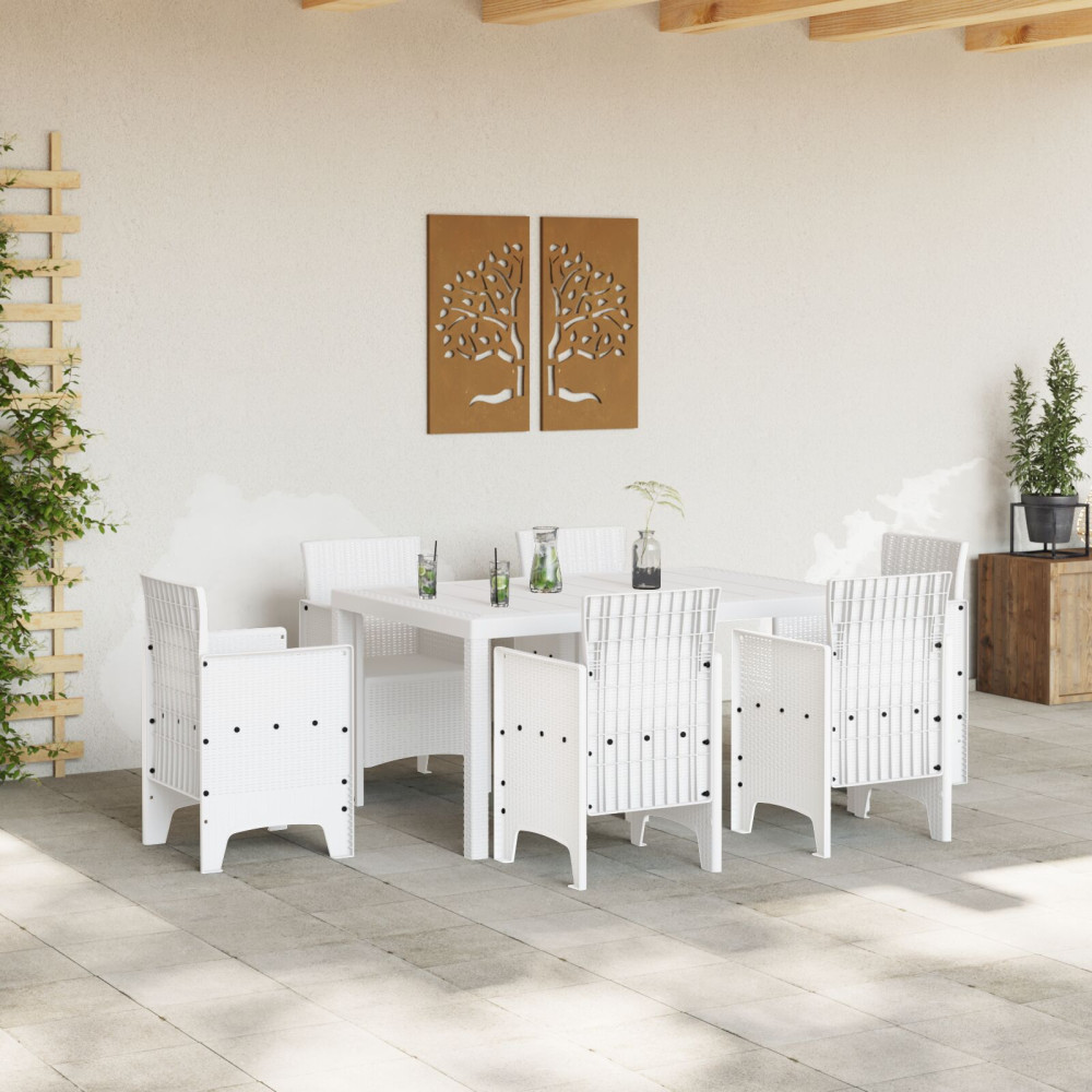 Produktbild för Trädgårdsbord Vit 150 x 100 x 73 cm konstrotting