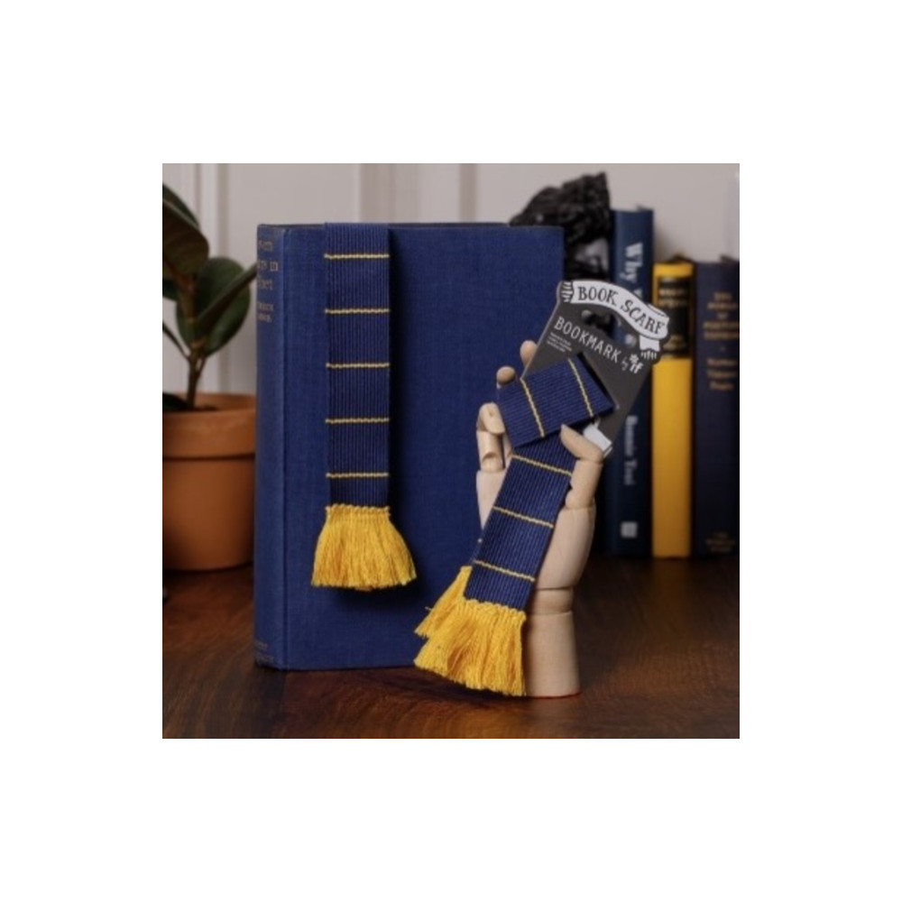 Produktbild för Book Scarf Bookmark - Navy & Yellow