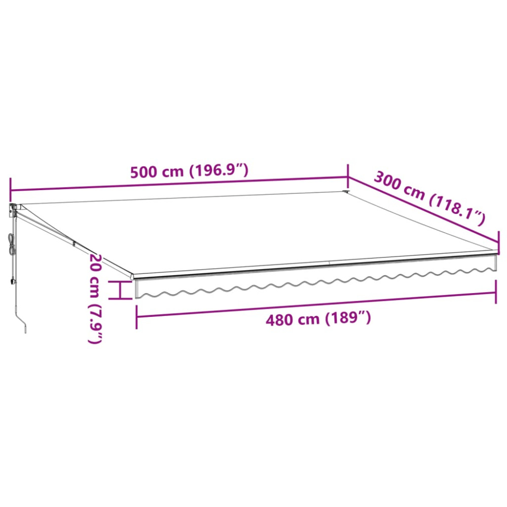 Produktbild för Markis automatiskt infällbar vinröd 500x300 cm
