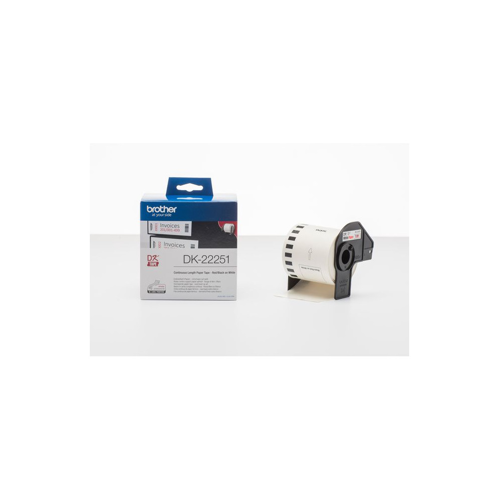 Produktbild för Etikett BROTHER DK22251 62mm svart/röd