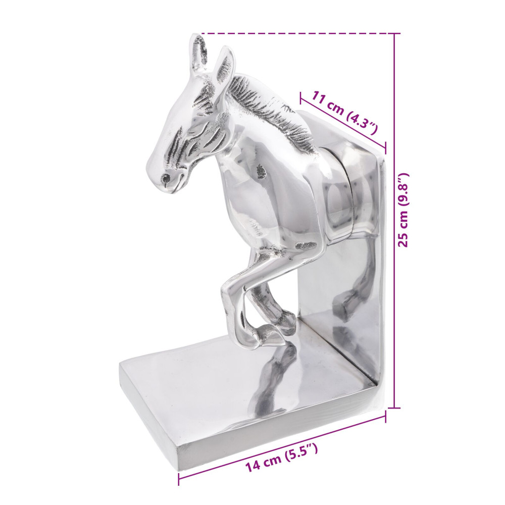 Produktbild för Bokstöd 2 pcs Silver 11 x 14 x 25 cm Aluminium