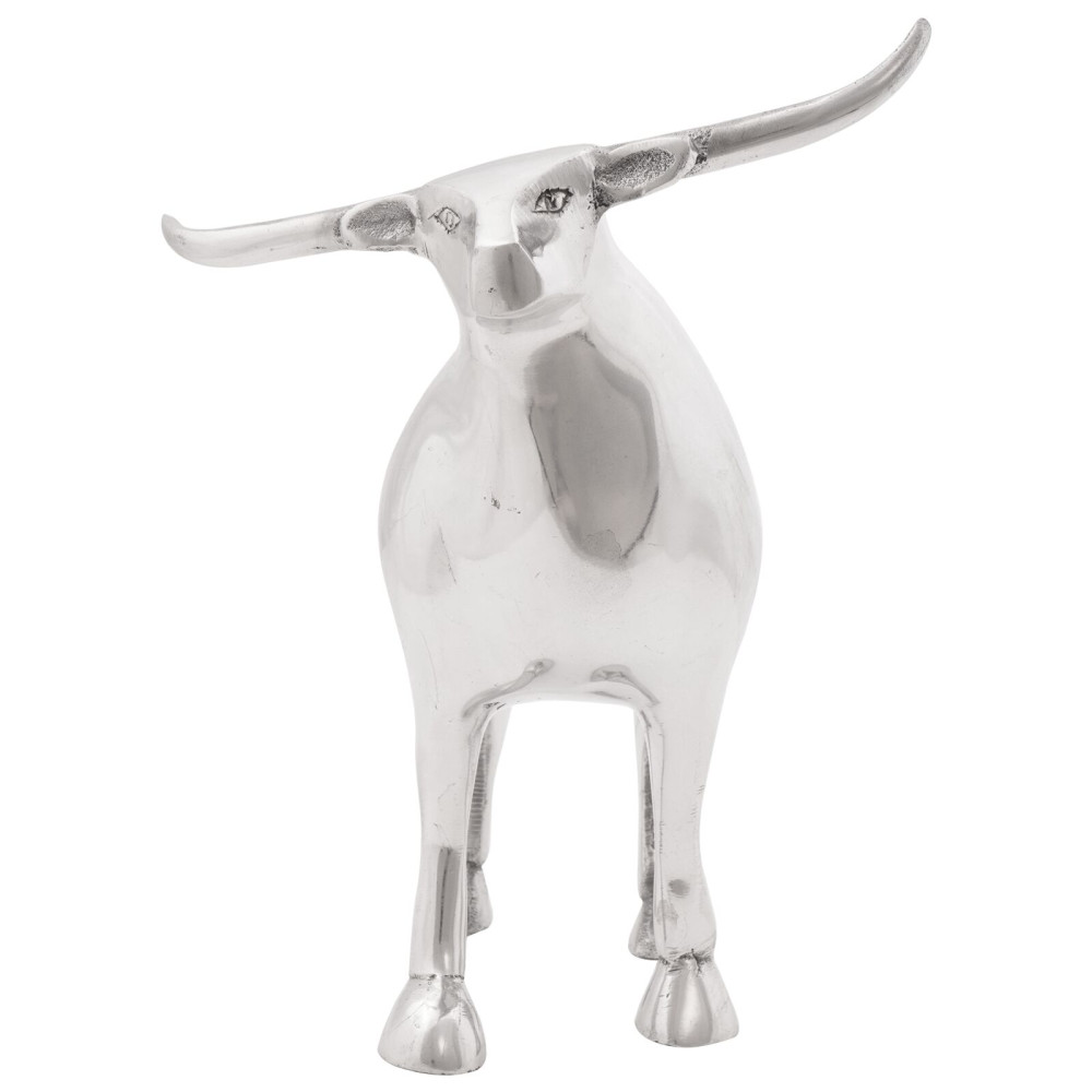 Produktbild för Tjurskulptur Silver 20 x 17 x 23 cm Aluminium