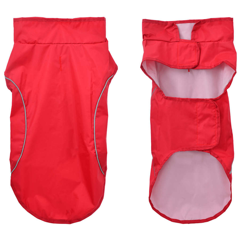 Produktbild för Regnrock för hundar med reflekterande remsor polyester röd XXS