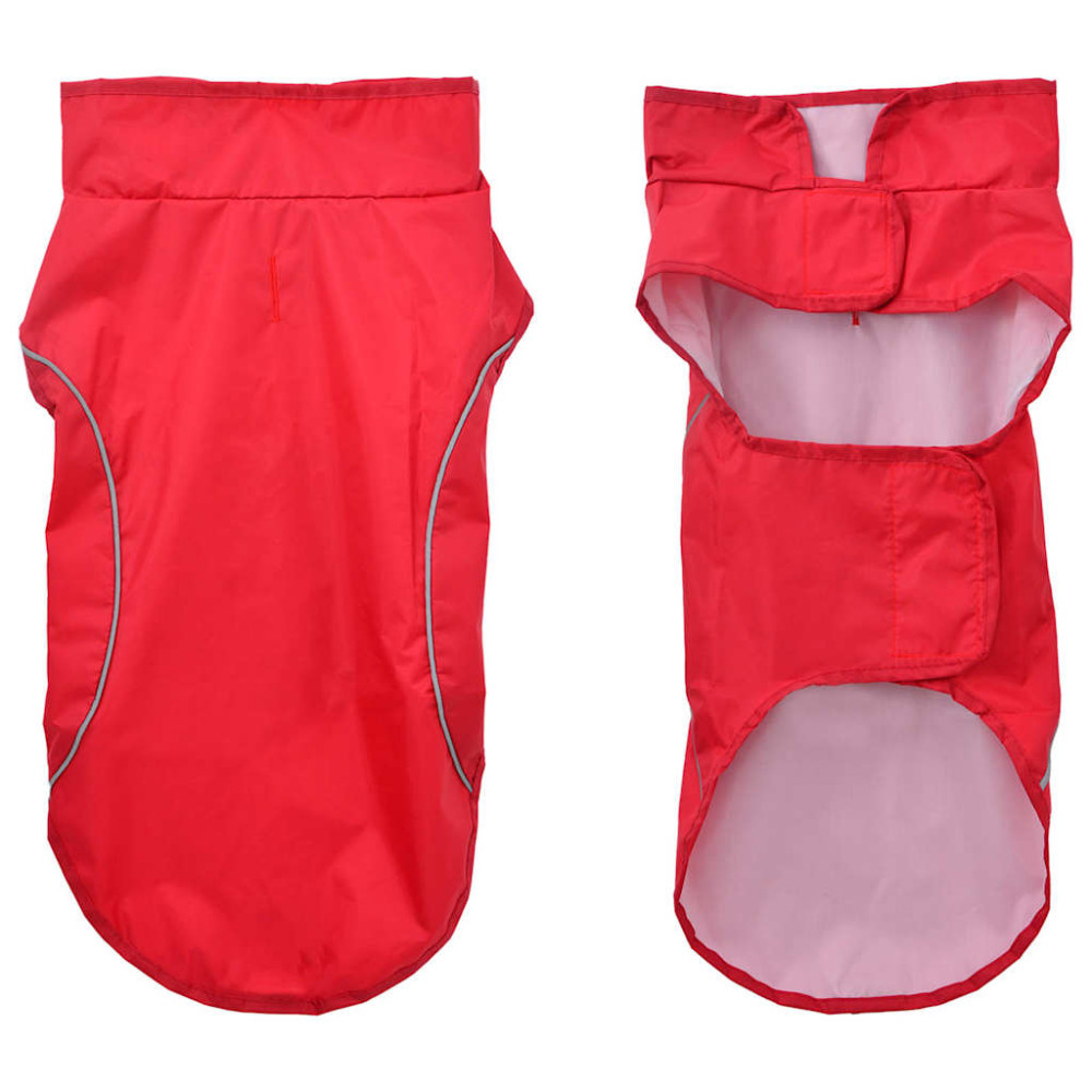 Produktbild för Regnrock för hundar med reflekterande remsor polyester röd xs