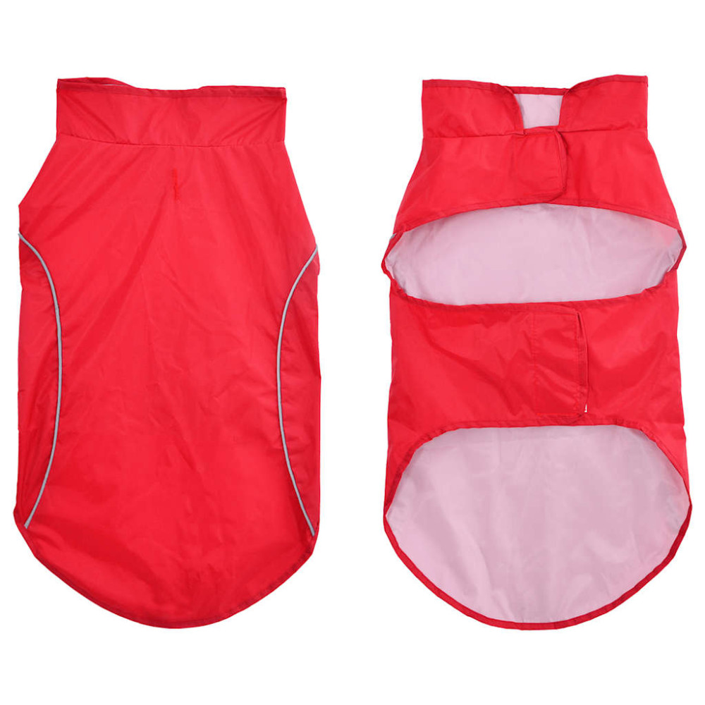 Produktbild för Regnrock för hundar med reflekterande remsor polyester röd L
