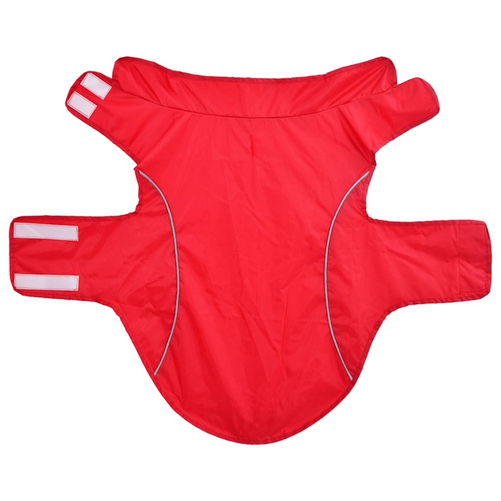 Produktbild för Regnrock för hundar med reflexer polyester röd 2XL