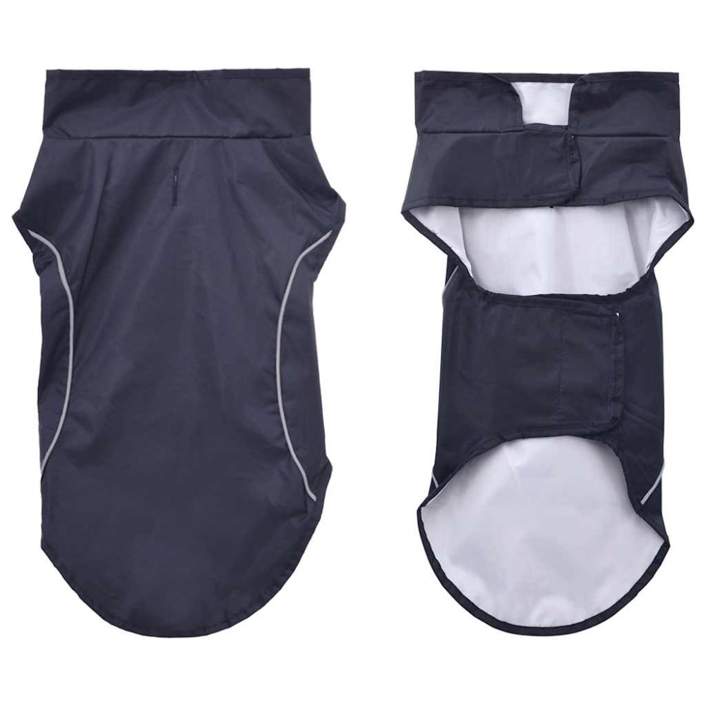 Produktbild för Regnrock för hundar med reflekterande remsor polyester marinblå