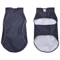 Produktbild för Regnrock för hundar med reflexer polyester marinblå XL