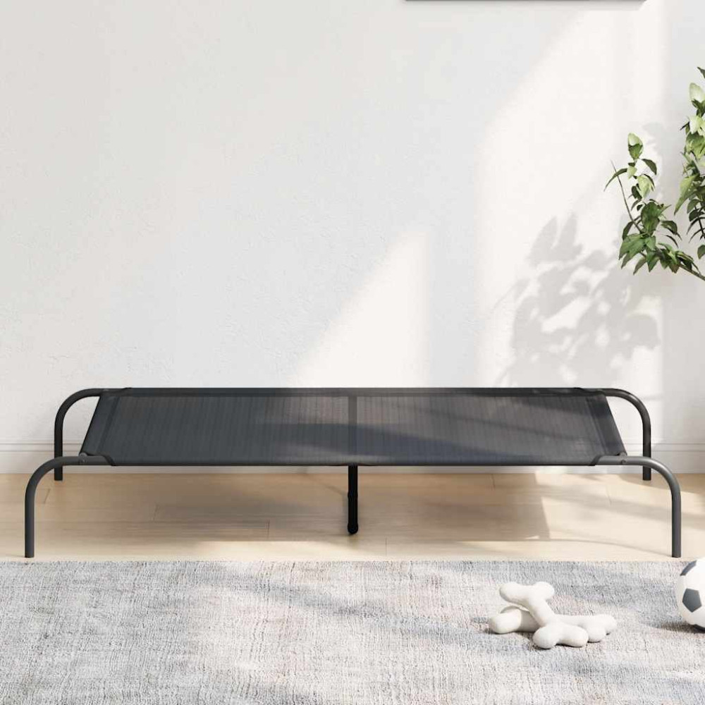 Produktbild för Förhöjd hundbädd svart 130x80x20 cm textilene och stål