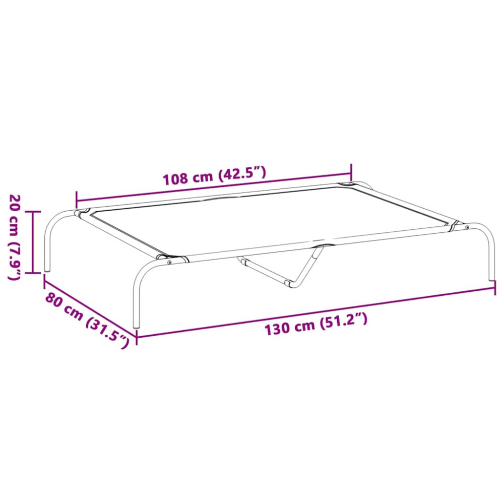 Produktbild för Förhöjd hundbädd svart 130x80x20 cm textilene och stål