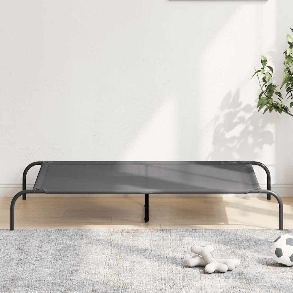 Produktbild för Förhöjd hundsäng grå 130x80x20 cm textilene och stål