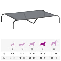 Produktbild för Förhöjd hundsäng grå 130x80x20 cm textilene och stål