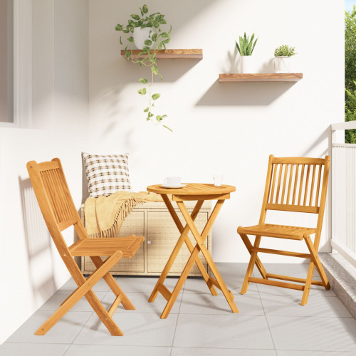 vidaXL Trädgårds Bistro Set 3 pcs Brun Massivt Akaciaträ