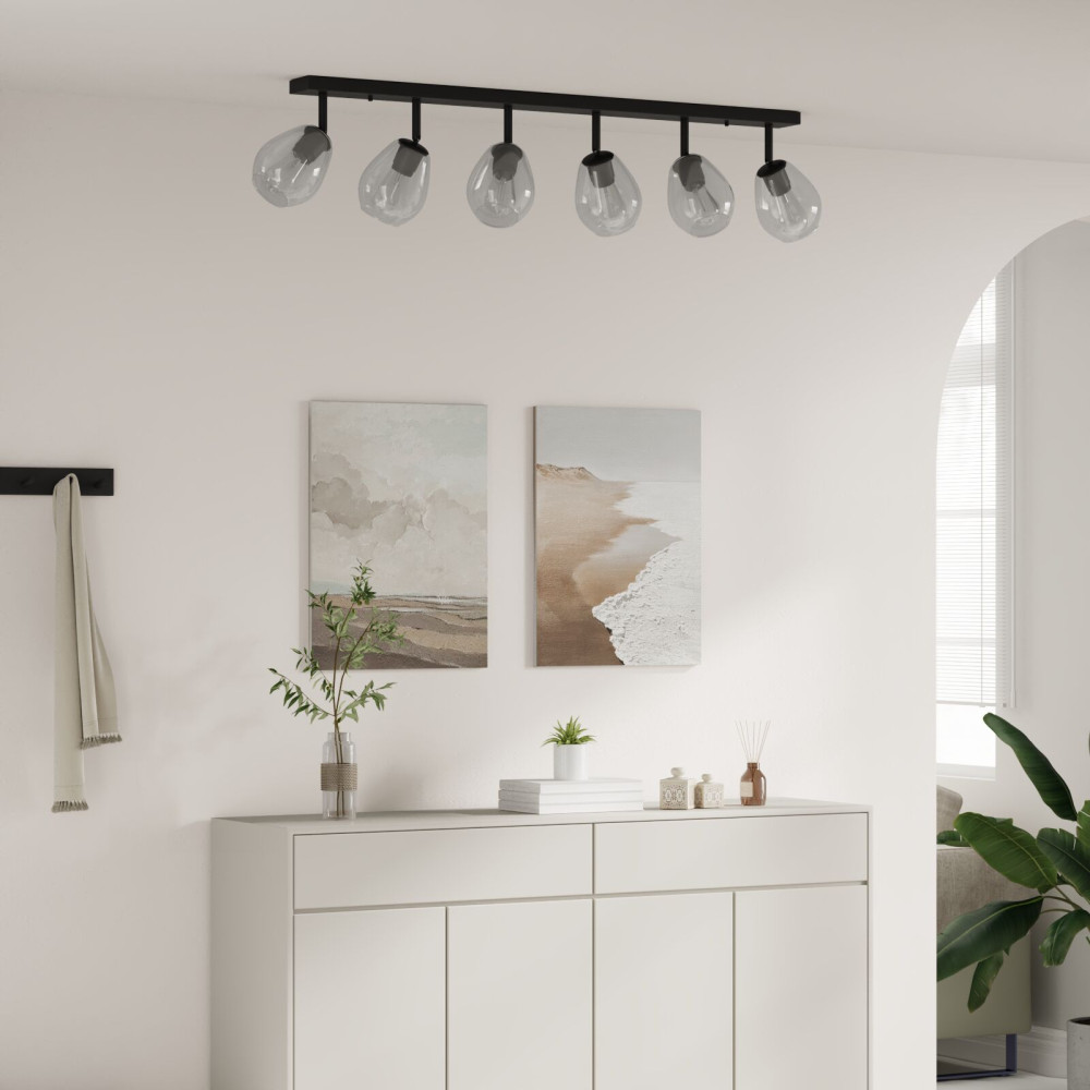 Produktbild för Takspotlight Svart 110,5 x 13 x 26 cm Glas och Metall