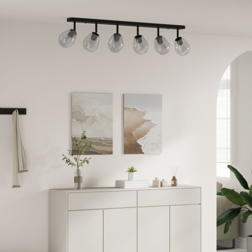 vidaXL Takspotlight Svart 110,5 x 13 x 26 cm Glas och Metall