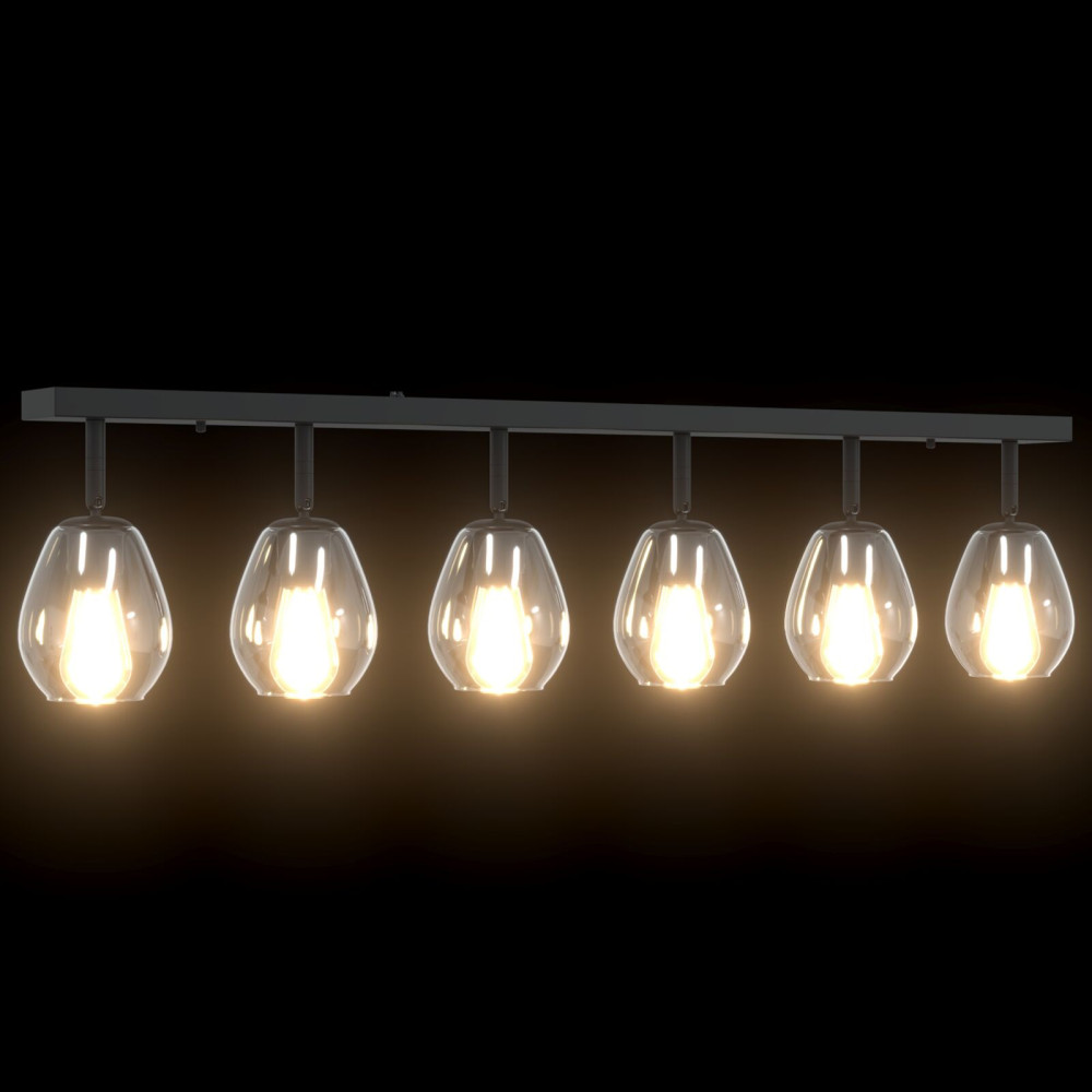 Produktbild för Takspotlight Svart 110,5 x 13 x 26 cm Glas och Metall