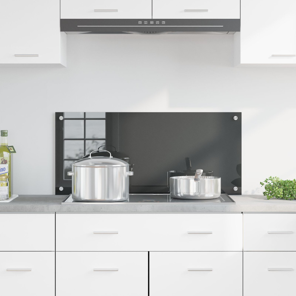Produktbild för Köksskydd Mörkgrå 90 x 40 cm härdat glas