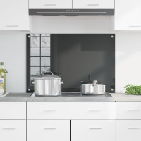 Produktbild för Köksskydd Mörkgrå 90 x 60 cm härdat glas