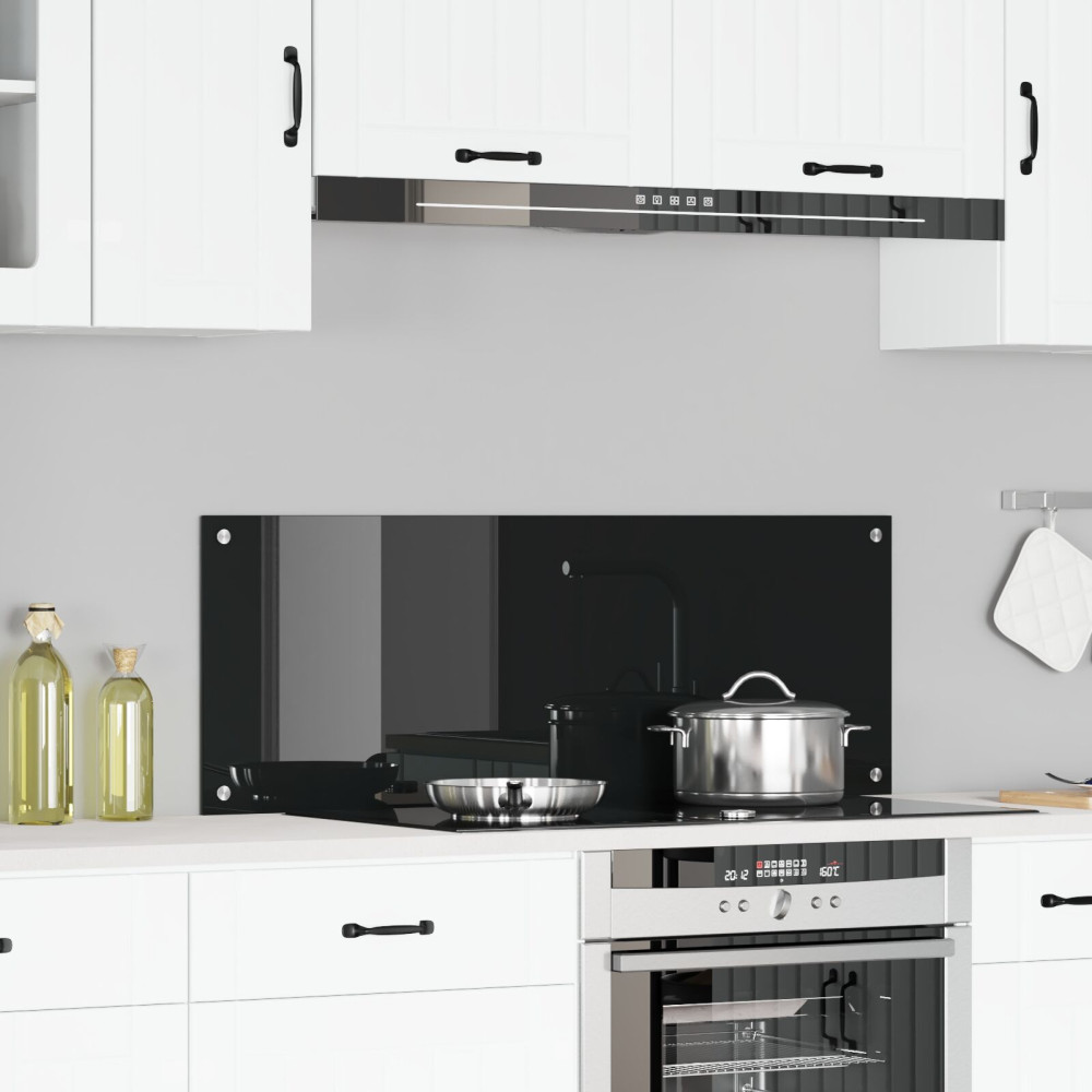 Produktbild för Köksskydd Svart 110 x 40 cm härdat glas